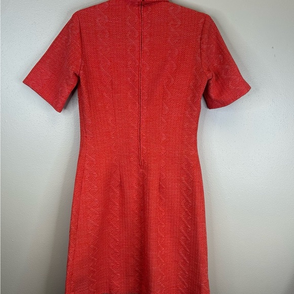 Vintage 60s 70s Mock Neck Orange/Red Dress Size S/M Womens Retro EUC Groovy - Picture 6 of 11